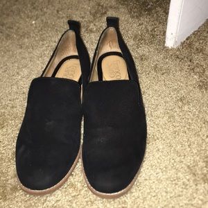Black suede loafers